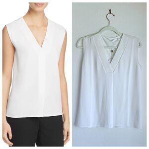 NWT BOSS Hugo Boss Edrina Contrast Detail Sleeveless Tank Top In Open White XS